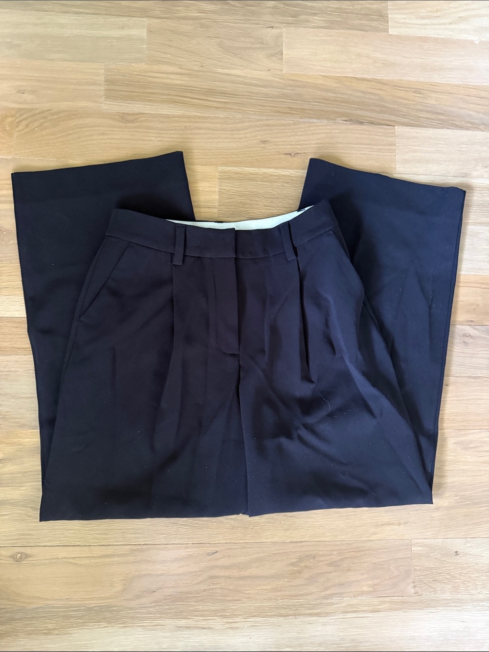Reformation Black Wide Leg Trousers
